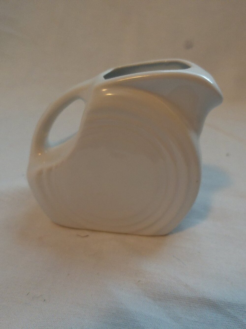 Fiesta 4 oz Smal Cream Coin Disk Pitcher White EUC
